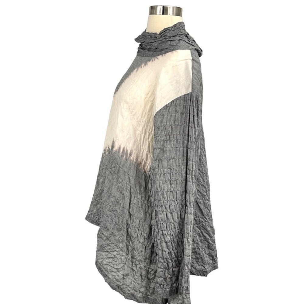 Steve Sells Studio Tie Dye Tunic Size S / M Gray Ivory Cowl Neck Long Sleeve - Picture 4 of 8